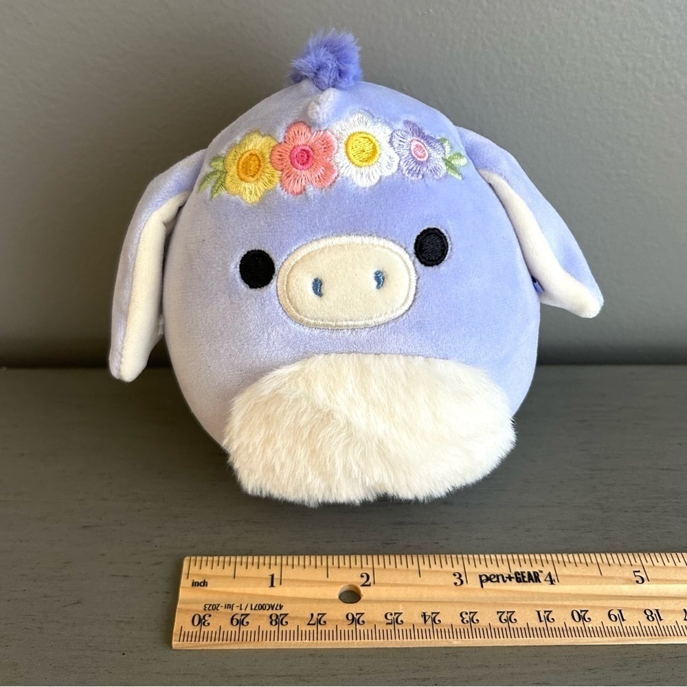Squishmallows Easter Milanda Donkey Plush Toy 4.5 in Purple Floral Crown NWOT - Picture 4 of 6